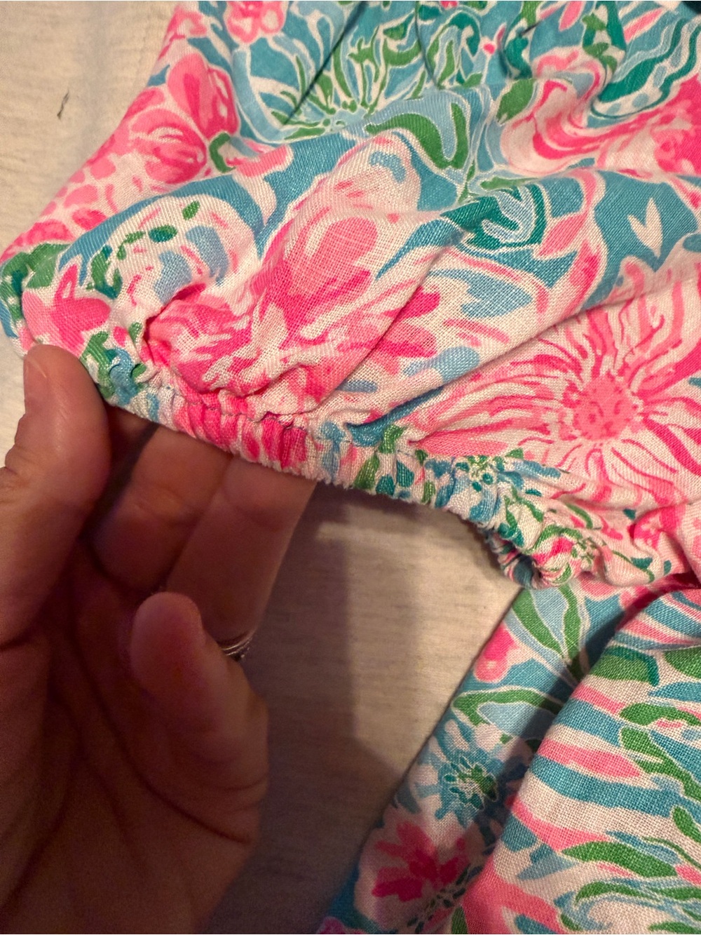 Lilly Pulitzer Pink, Blue & Green Smocked Neck Blouse - Picture 8 of 12